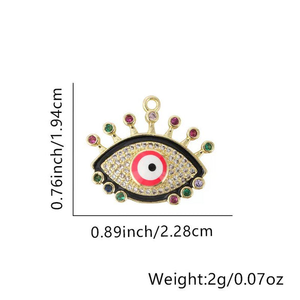 Wholesale Jewelry Copper Geometric Eyes Pendant Clavicle Chain With Oil Enamel And Electroplating