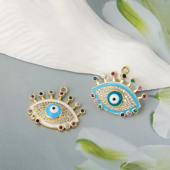 Wholesale Jewelry Copper Geometric Eyes Pendant Clavicle Chain With Oil Enamel And Electroplating