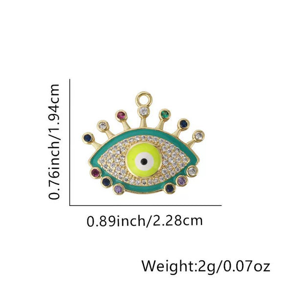 Wholesale Jewelry Copper Geometric Eyes Pendant Clavicle Chain With Oil Enamel And Electroplating