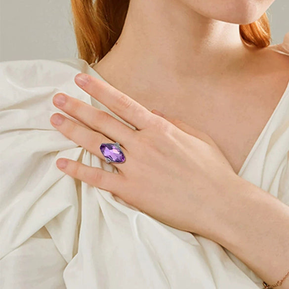 Wholesale Jewelry Copper Geometric French Retro Style Horse Eye Ring Electroplated