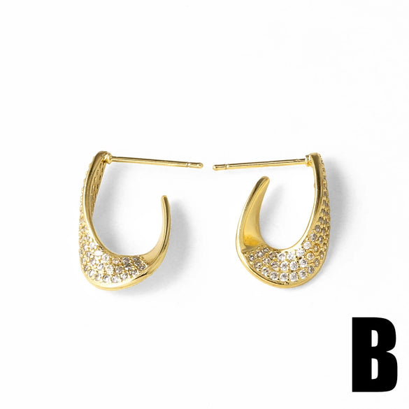Wholesale Jewelry Copper Geometric Goldplated Asymmetrical Earrings
