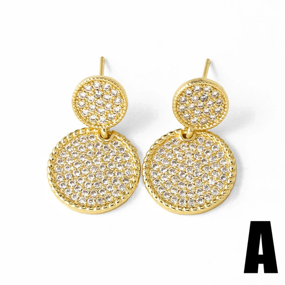 Wholesale Jewelry Copper Geometric Goldplated Asymmetrical Earrings