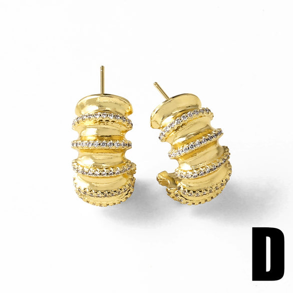 Wholesale Jewelry Copper Geometric Goldplated Asymmetrical Earrings