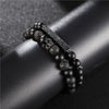 Wholesale Jewelry Copper Geometric Handmade Lava Stone Mixed Crown Elastic Bracelet Suit