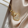 Wholesale Jewelry Copper Geometric Heart Crown Pendant Necklace Gold Electroplated For Women