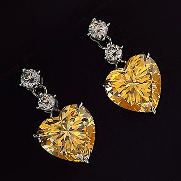 Wholesale Jewelry Copper Geometric Heart Shape Inlaid With Zircon Women's Earrings