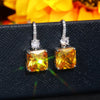 Wholesale Jewelry Copper Geometric Ice Flower Yellow Diamond Microencrusted Zircon Ear Hooks Earrings