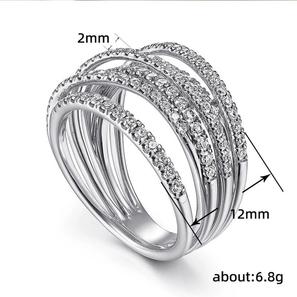 Wholesale Jewelry Copper Geometric Inlaid Zircon Hip Hop Style Ring