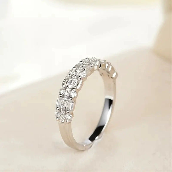 Wholesale Jewelry Copper Geometric Inlaid Zircon Multilayer Ring