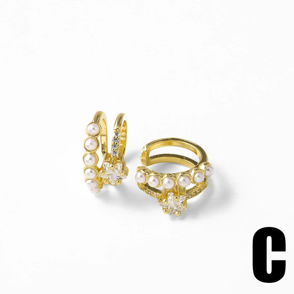 Wholesale Jewelry Copper Geometric Love Heart Electroplating Ear Bone Clip Earrings For Women