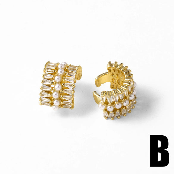Wholesale Jewelry Copper Geometric Love Heart Electroplating Ear Bone Clip Earrings For Women