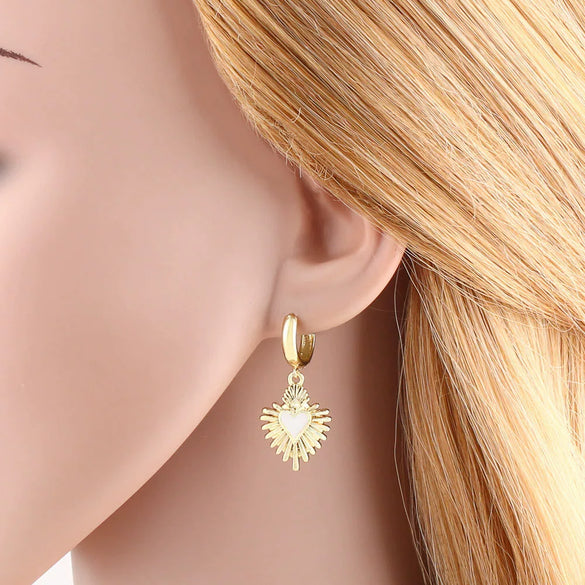 Wholesale Jewelry Copper Geometric Love Map Coconut Tree Pendant Electroplated Women's Earring