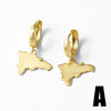 Wholesale Jewelry Copper Geometric Love Map Coconut Tree Pendant Electroplated Women's Earring
