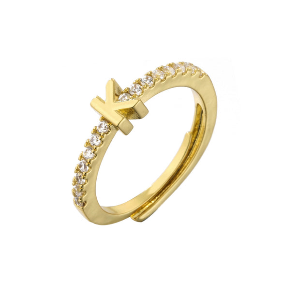 Wholesale Jewelry Copper Geometric Microinlaid Letter Ring Electroplating For Women