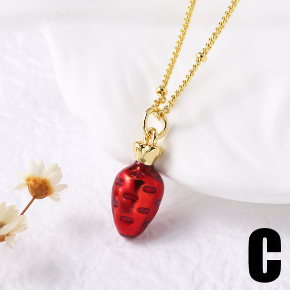Wholesale Jewelry Copper Geometric Minimalist Love Drop Pendant Necklace Gold Plated