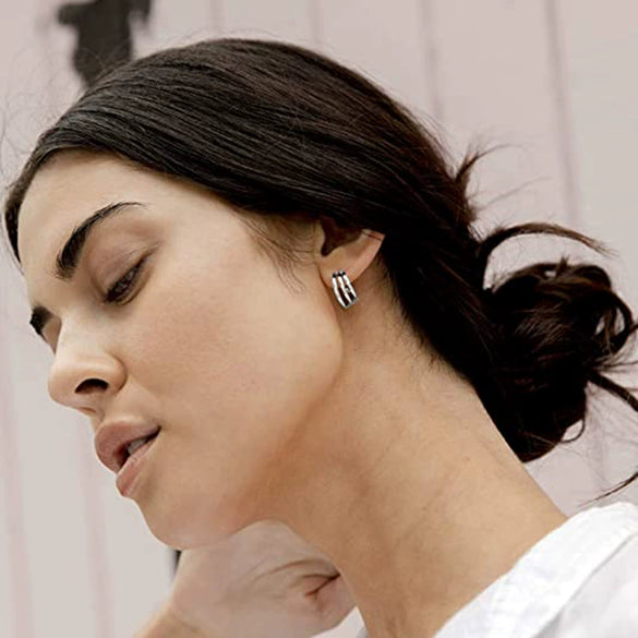 Wholesale Jewelry Copper Geometric Multi Layer Line Minimalist Women's Earrings