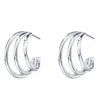 Wholesale Jewelry Copper Geometric Multi Layer Line Minimalist Women's Earrings
