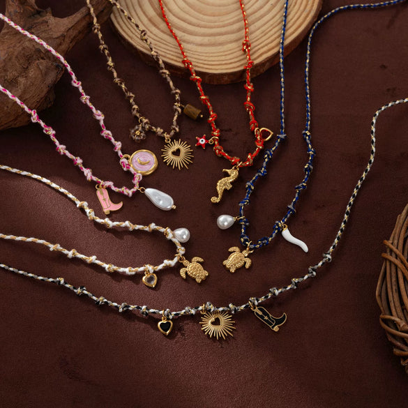 Wholesale Jewelry Copper Geometric Ocean Series Pendant Necklace With Electroplating