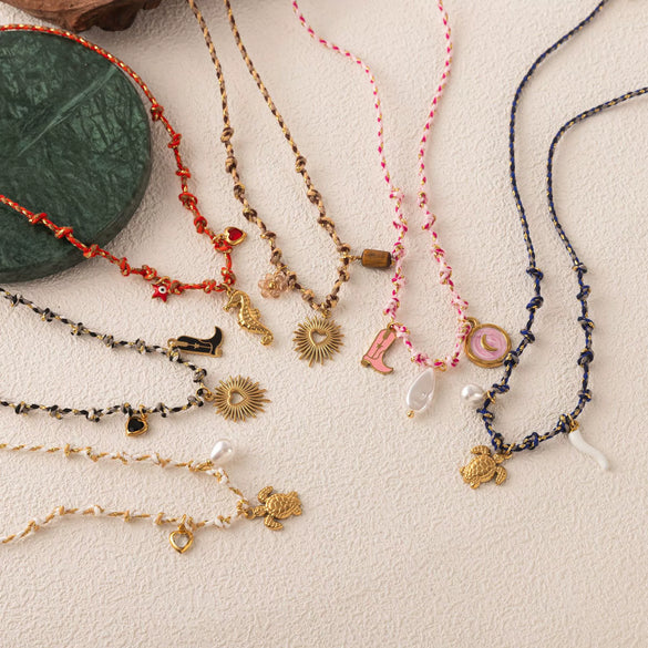Wholesale Jewelry Copper Geometric Ocean Series Pendant Necklace With Electroplating