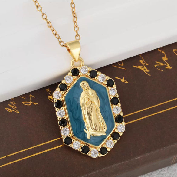 Wholesale Jewelry Copper Geometric Oil Dropping Pendant Necklace