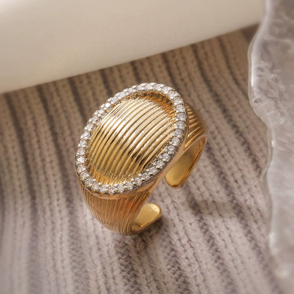 Wholesale Jewelry Copper Geometric Open Ring Microsetting For Women
