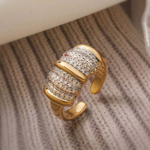 Wholesale Jewelry Copper Geometric Open Ring Microsetting For Women