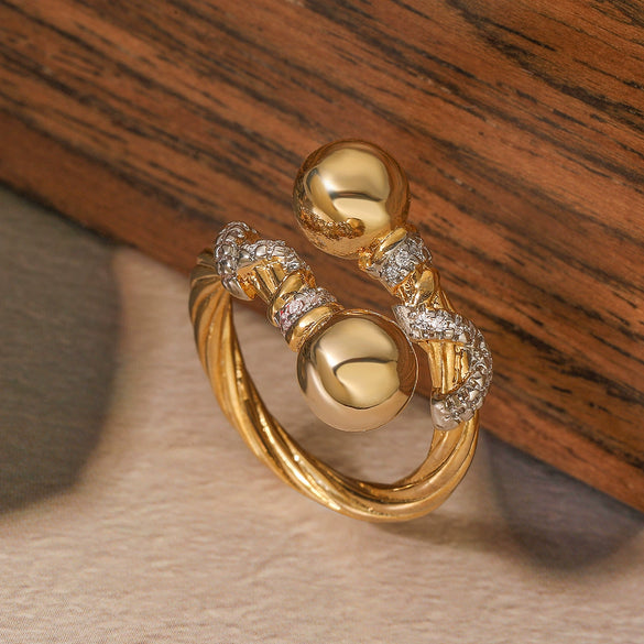 Wholesale Jewelry Copper Geometric Open Ring Microsetting For Women