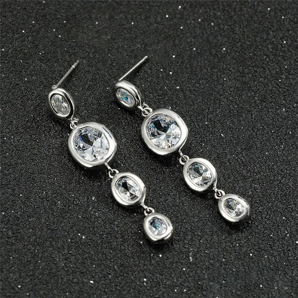 Wholesale Jewelry Copper Geometric Oval Tassel Earrings For Women