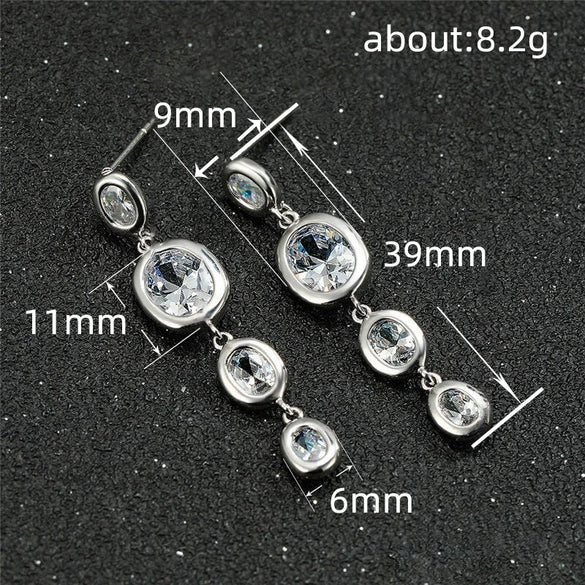 Wholesale Jewelry Copper Geometric Oval Tassel Earrings For Women