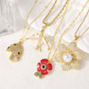Wholesale Jewelry Copper Geometric Pattern Electroplated Aircraft Flower Pendant Necklace For Women