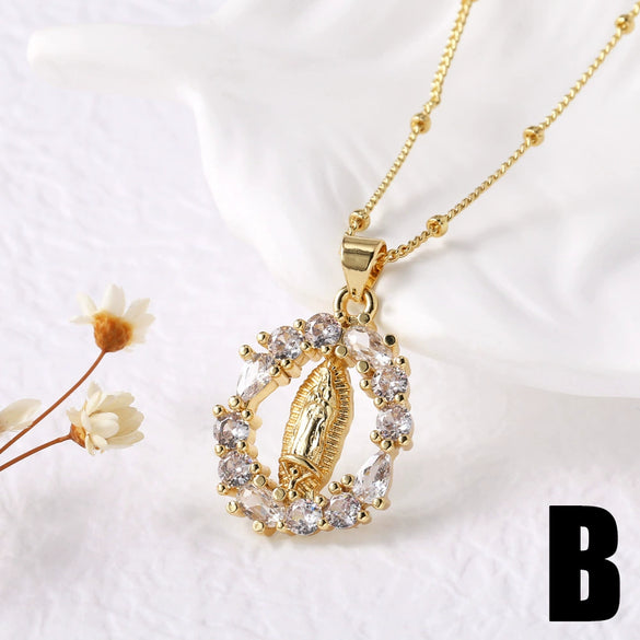 Wholesale Jewelry Copper Geometric Pendant Necklace With O Word Chain And Electroplating