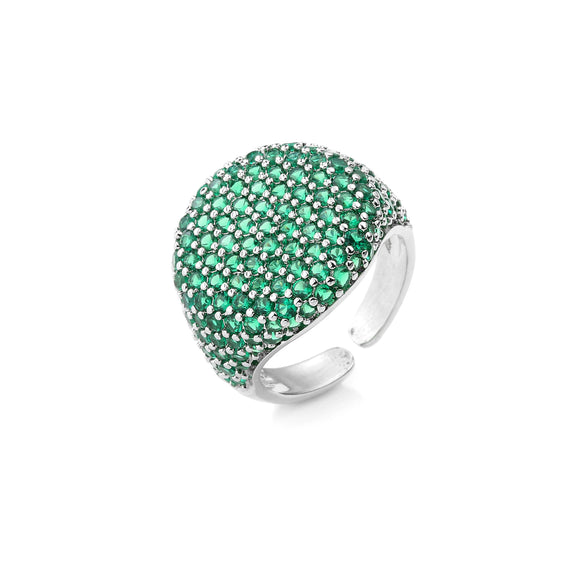 Wholesale Jewelry Copper Geometric Round Open Ring With Zircon And 18K Real Gold Electroplated For Women