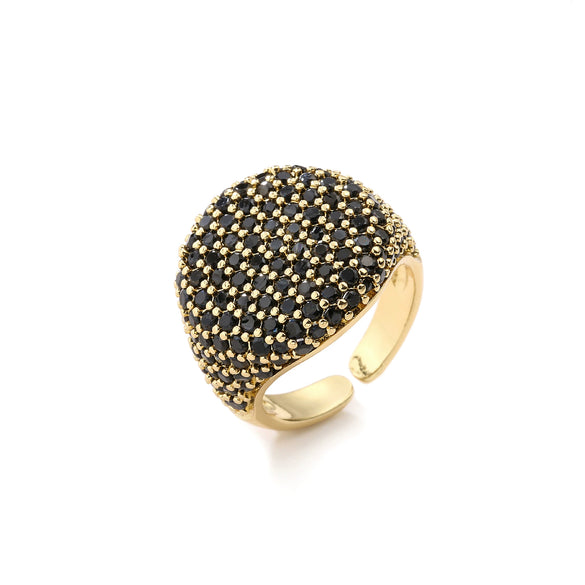 Wholesale Jewelry Copper Geometric Round Open Ring With Zircon And 18K Real Gold Electroplated For Women