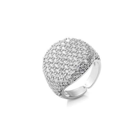 Wholesale Jewelry Copper Geometric Round Open Ring With Zircon And 18K Real Gold Electroplated For Women