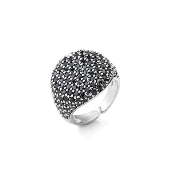 Wholesale Jewelry Copper Geometric Round Open Ring With Zircon And 18K Real Gold Electroplated For Women