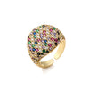 Wholesale Jewelry Copper Geometric Round Open Ring With Zircon And 18K Real Gold Electroplated For Women
