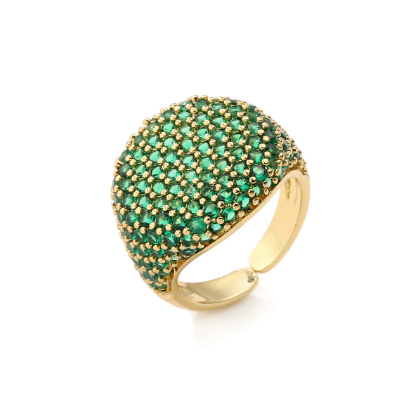 Wholesale Jewelry Copper Geometric Round Open Ring With Zircon And 18K Real Gold Electroplated For Women