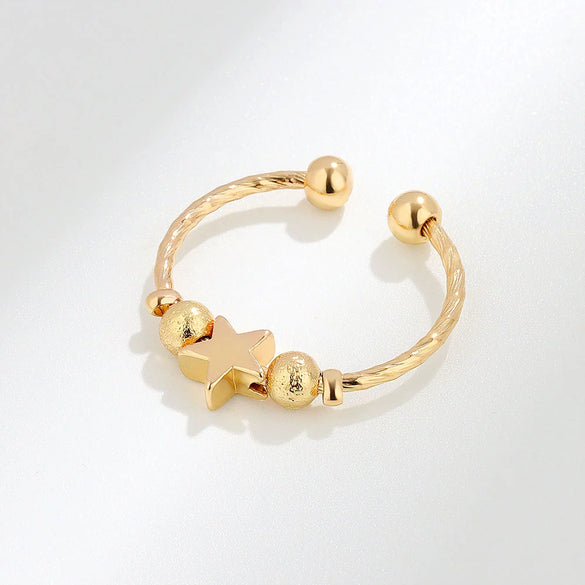 Wholesale Jewelry Copper Geometric Simple Frosted Electroplating Ring For Women
