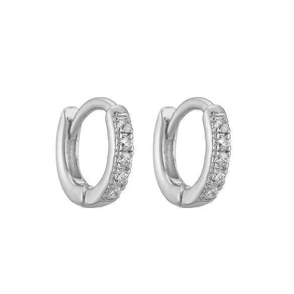 Wholesale Jewelry Copper Geometric Single Row Oshaped Earrings Inlaid With Zircon For Women