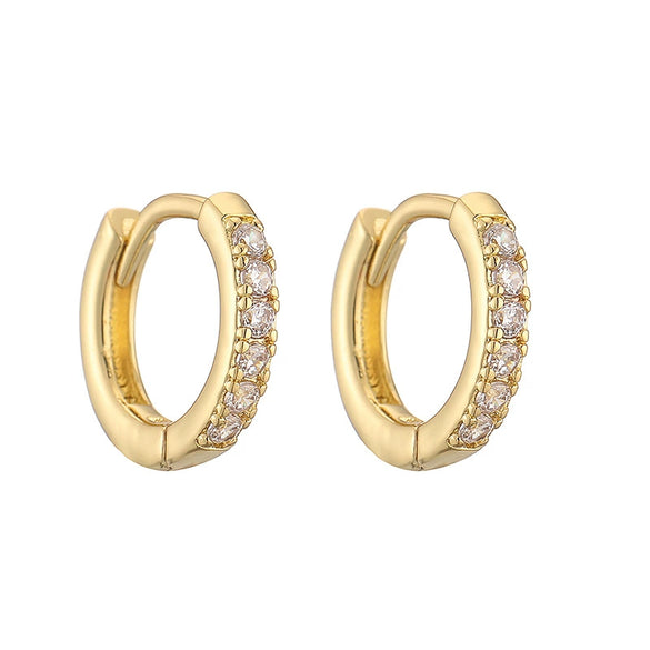 Wholesale Jewelry Copper Geometric Single Row Oshaped Earrings Inlaid With Zircon For Women