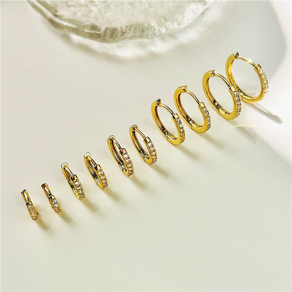 Wholesale Jewelry Copper Geometric Single Row Oshaped Earrings Inlaid With Zircon For Women