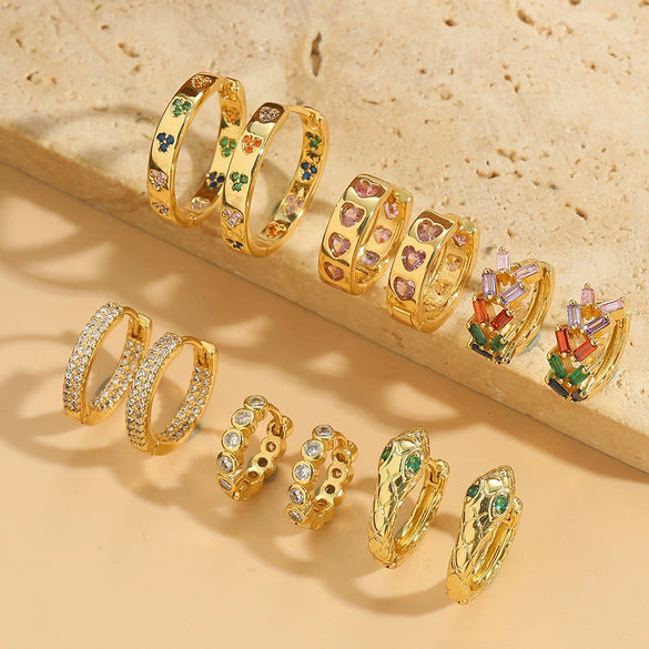 Wholesale Jewelry Copper Geometric Snake Ring And Earrings For Women With Retro And Personal Style Electroplated