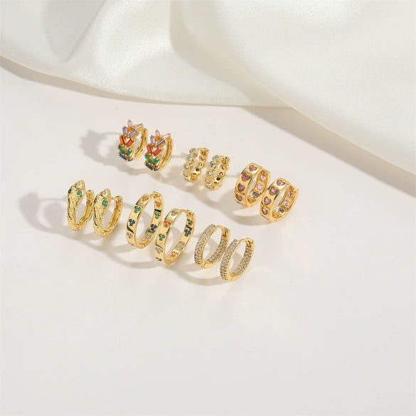Wholesale Jewelry Copper Geometric Snake Ring And Earrings For Women With Retro And Personal Style Electroplated