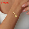 Wholesale Jewelry Copper Geometric Style Circle Tag Cross Bracelet With Electroplating For Women