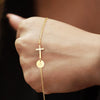 Wholesale Jewelry Copper Geometric Style Circle Tag Cross Bracelet With Electroplating For Women