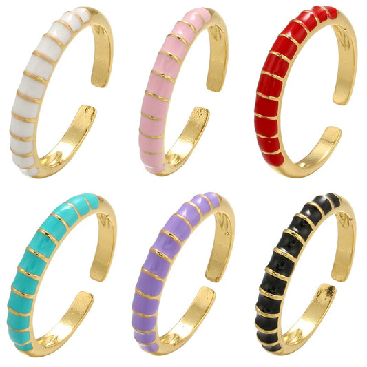 Wholesale Jewelry Copper Geometric Sweet Style Opening Adjustable Ring Electroplated