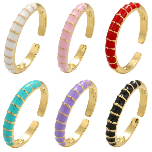 Wholesale Jewelry Copper Geometric Sweet Style Opening Adjustable Ring Electroplated