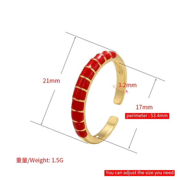 Wholesale Jewelry Copper Geometric Sweet Style Opening Adjustable Ring Electroplated