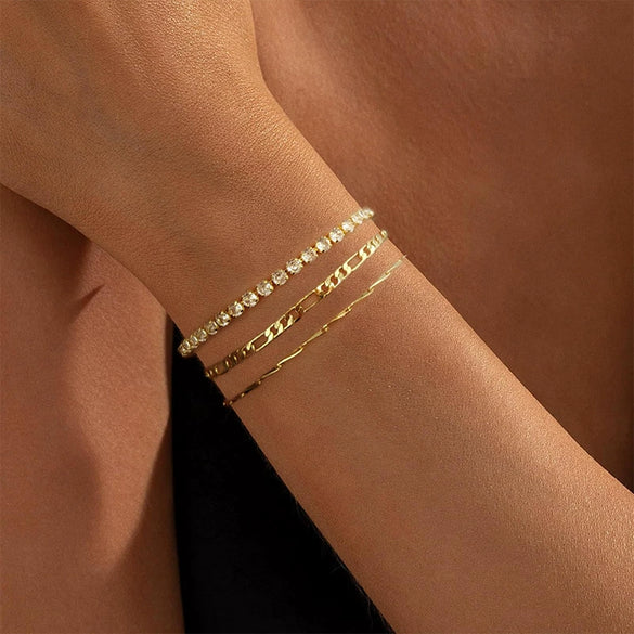 Wholesale Jewelry Copper Geometric Threepiece Set Electroplated Bracelet For Women