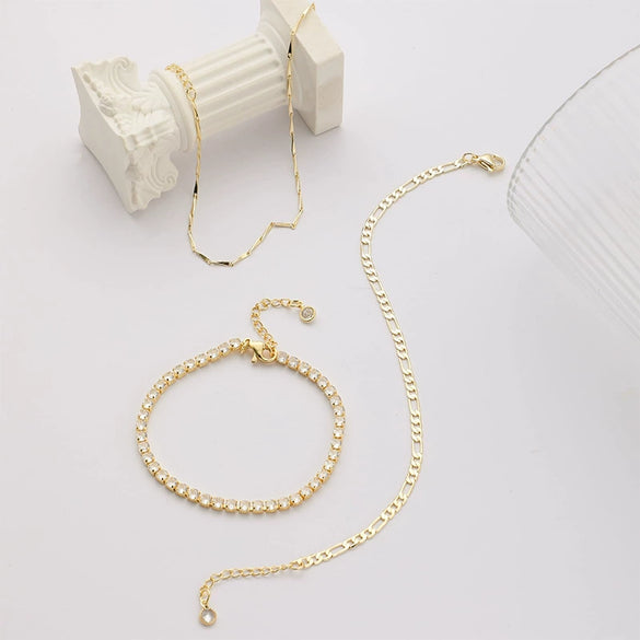 Wholesale Jewelry Copper Geometric Threepiece Set Electroplated Bracelet For Women